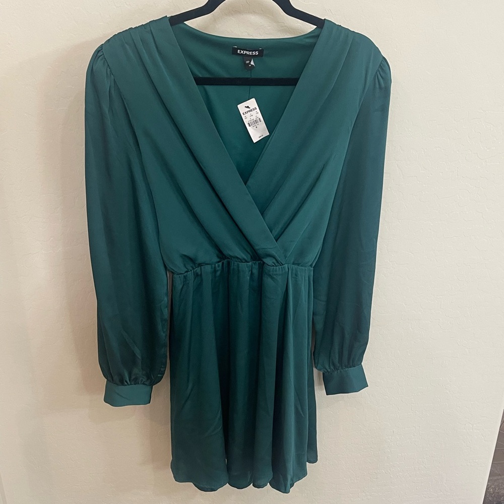 Express Teal Long Sleeve Wrap Dress NEW with Tags!